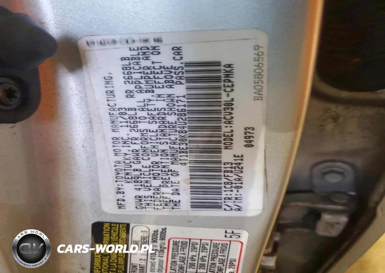 2004 Toyota Camry Le VIN:4T1BE30K84U286171 - 12