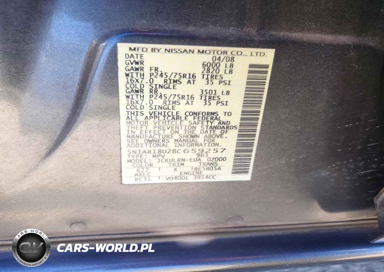 2008 Nissan Pathfinder S VIN:5N1AR18U28C659257 - 13