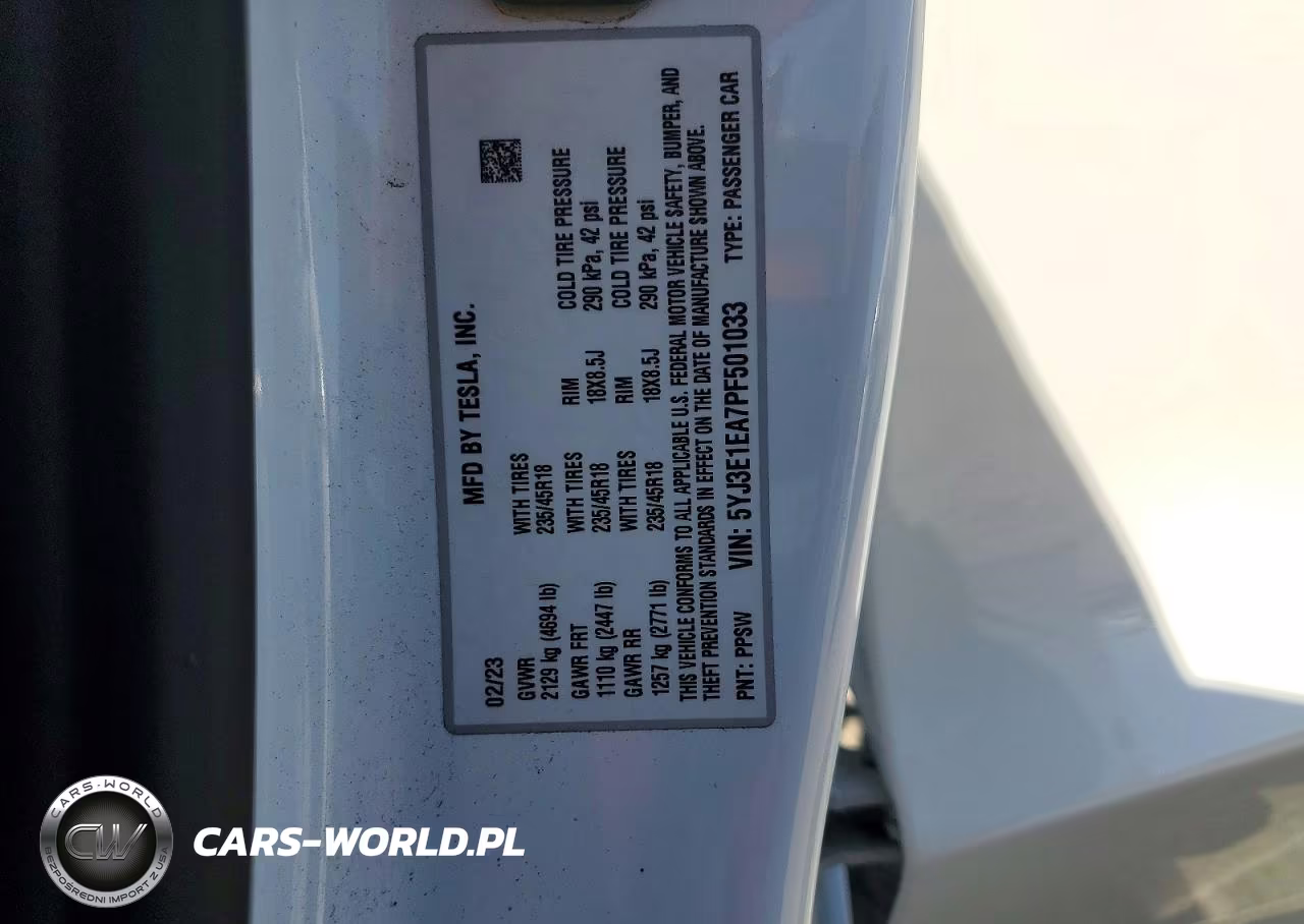 2023 Tesla Model 3 VIN:5YJ3E1EA7PF501033 - 12