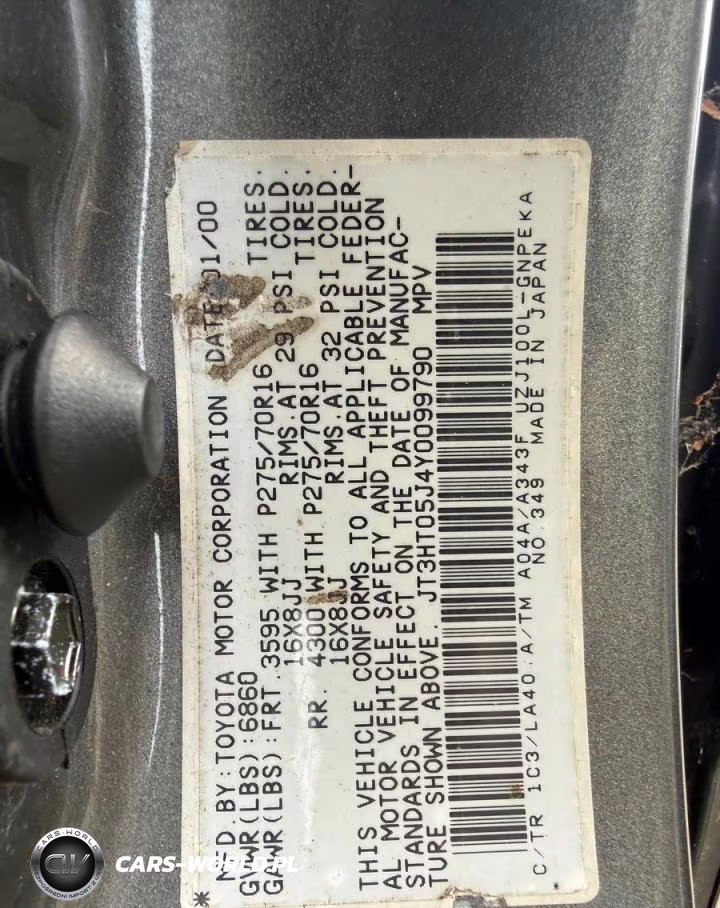 2000 Toyota Land Cruiser Base VIN:JT3HT05J4Y0099790 - 10