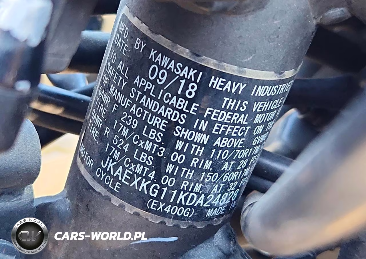 2019 Kawasaki Ex400 VIN:JKAEXKG11KDA24828 - 9