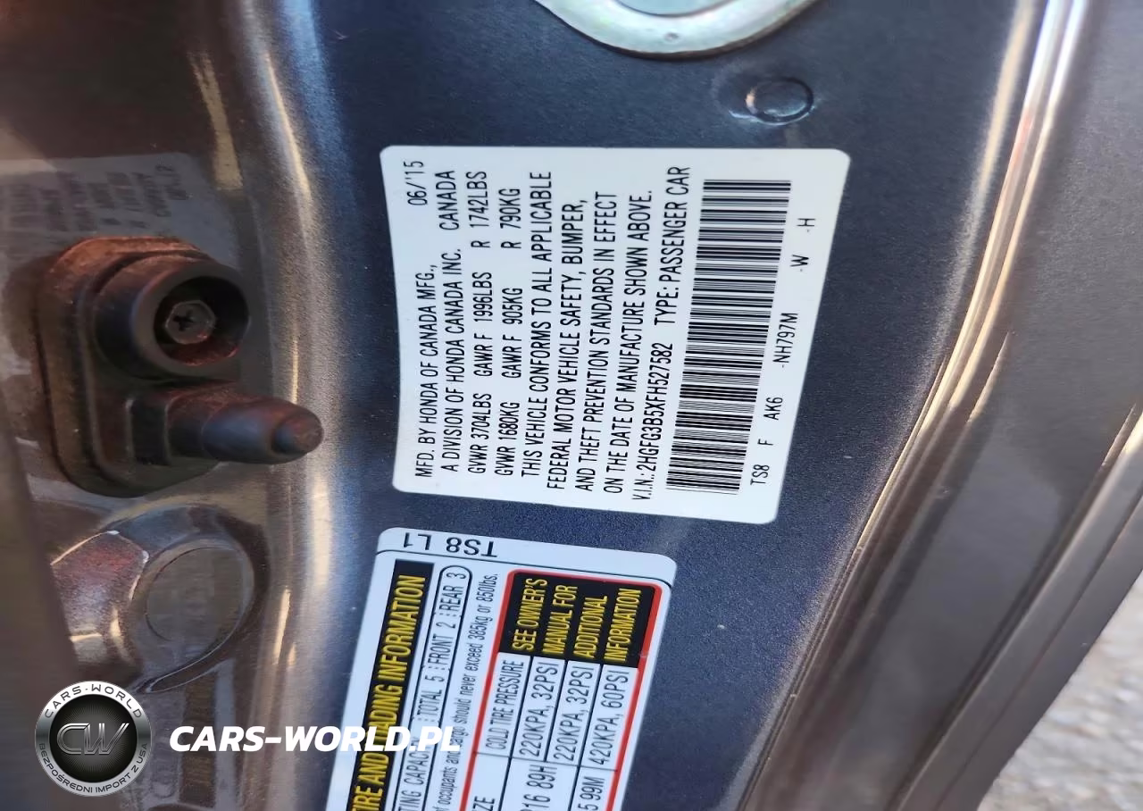 2015 Honda Civic Lx VIN:2HGFG3B5XFH527582 - 12