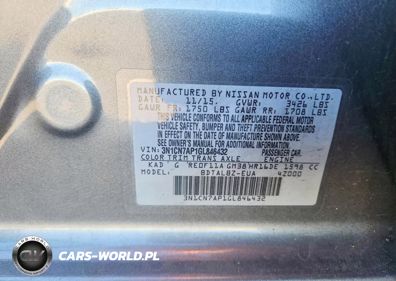 2016 Nissan Versa 1.6 Sv VIN:3N1CN7AP1GL846432 - 12