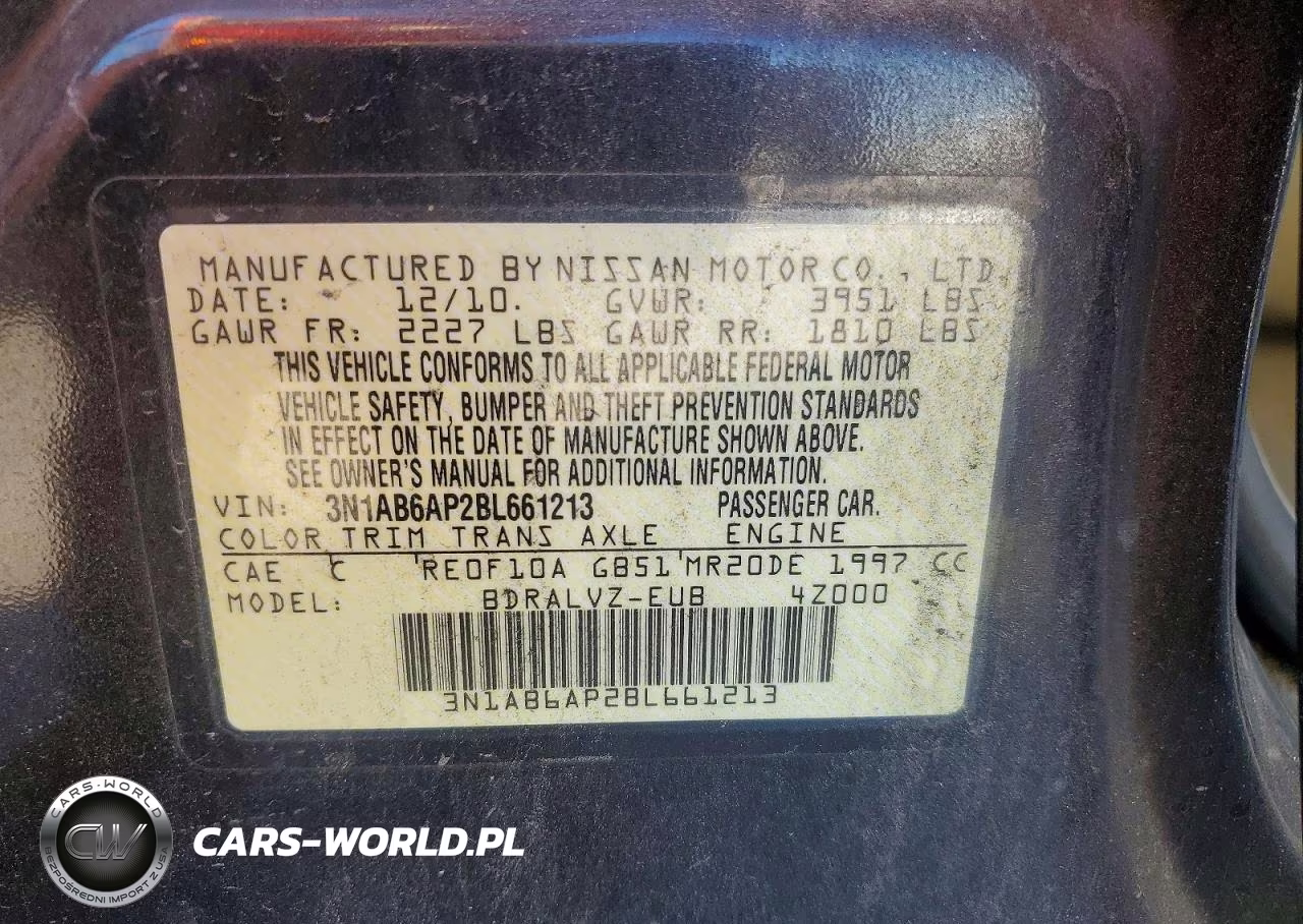 2011 Nissan Sentra 2.0 VIN:3N1AB6AP2BL661213 - 12