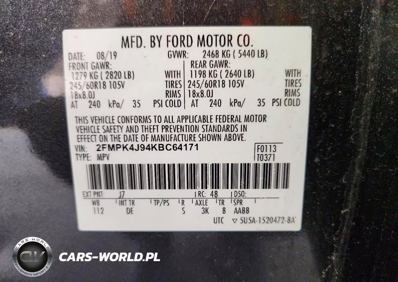2019 Ford Edge Sel VIN:2FMPK4J94KBC64171 - 13
