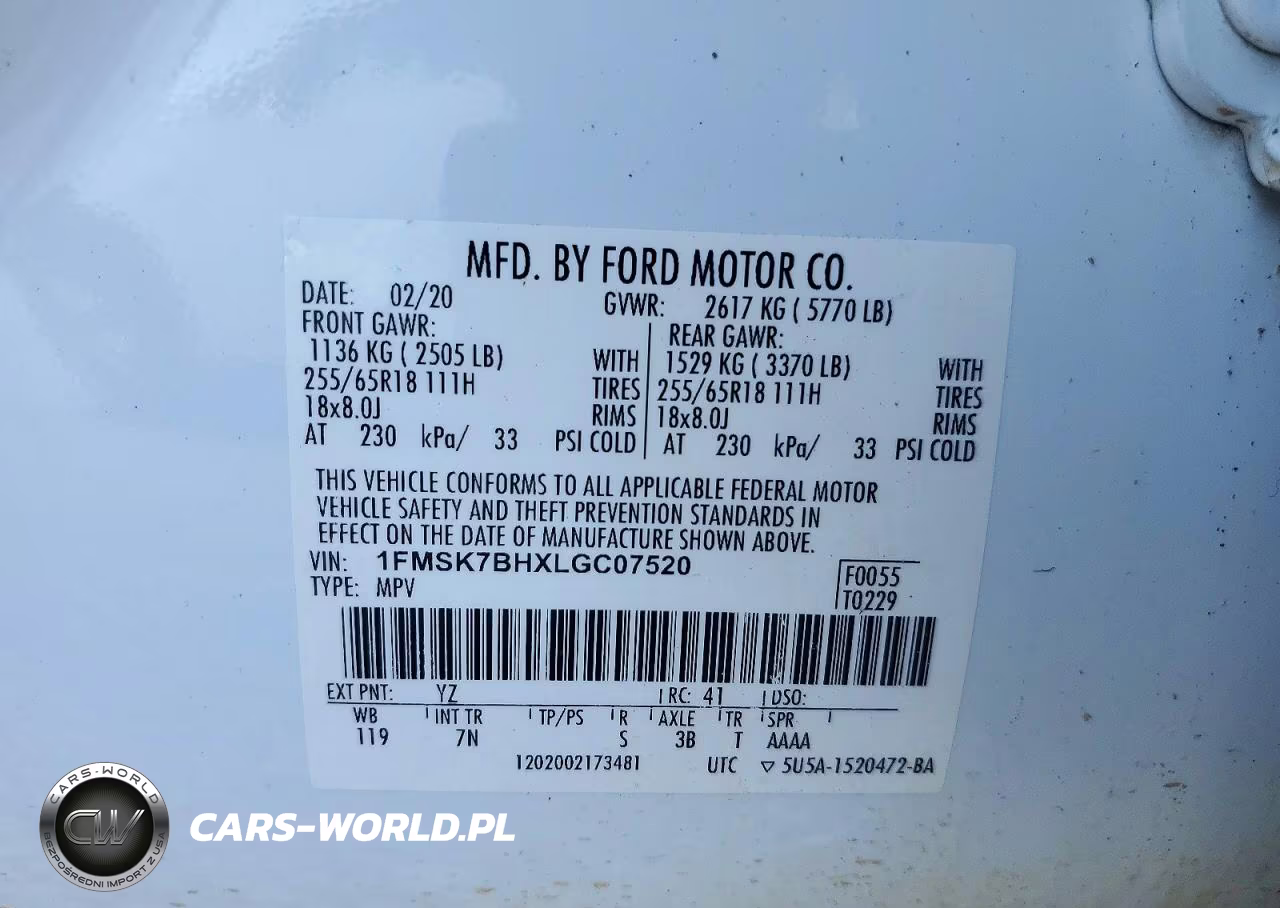2020 Ford Explorer VIN:1FMSK7BHXLGC07520 - 13