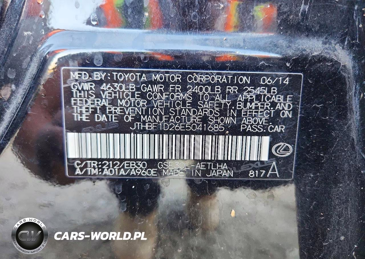 2014 Lexus Is 250 VIN:JTHBF1D26E5041685 - 12