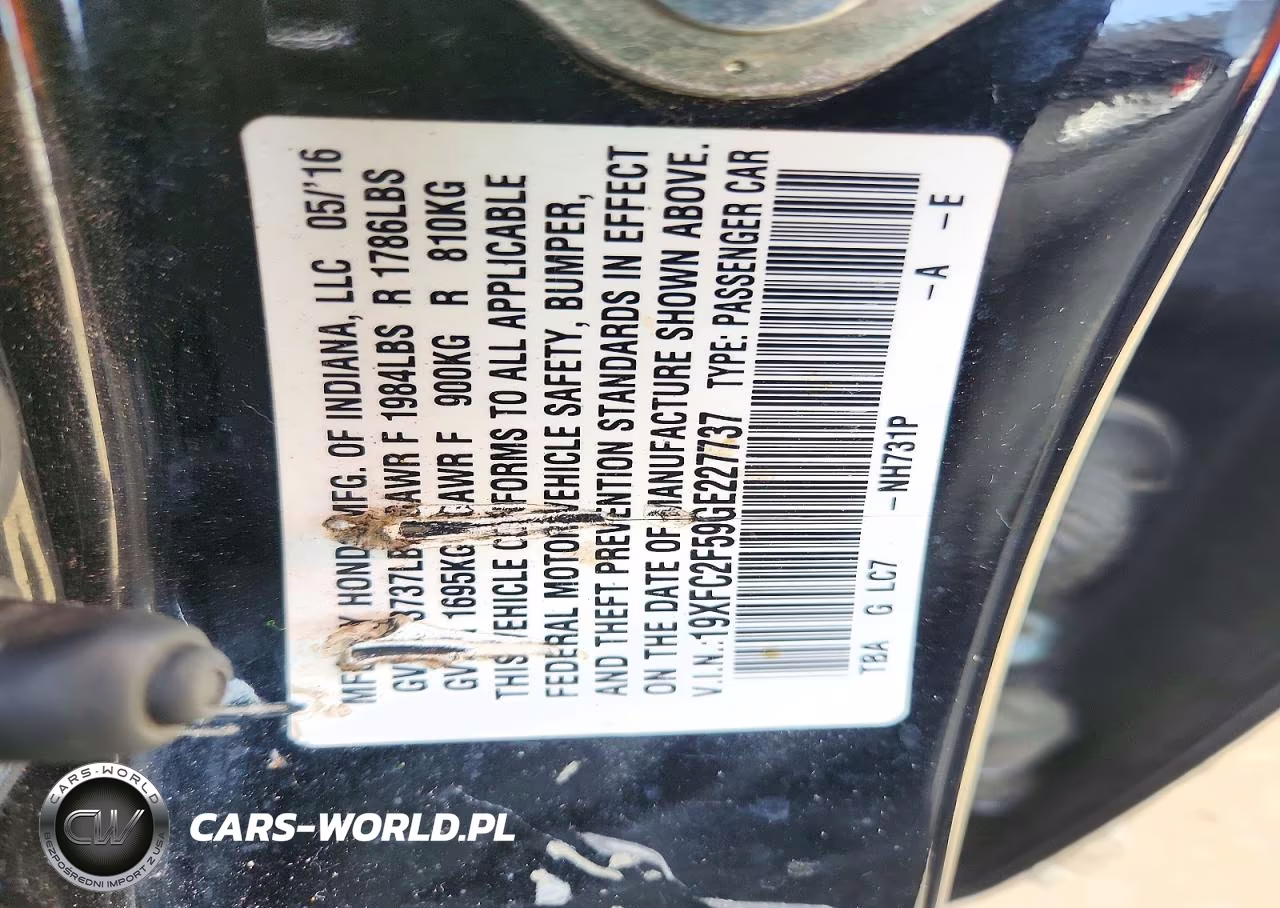 2016 Honda Civic Lx VIN:19XFC2F59GE227737 - 12