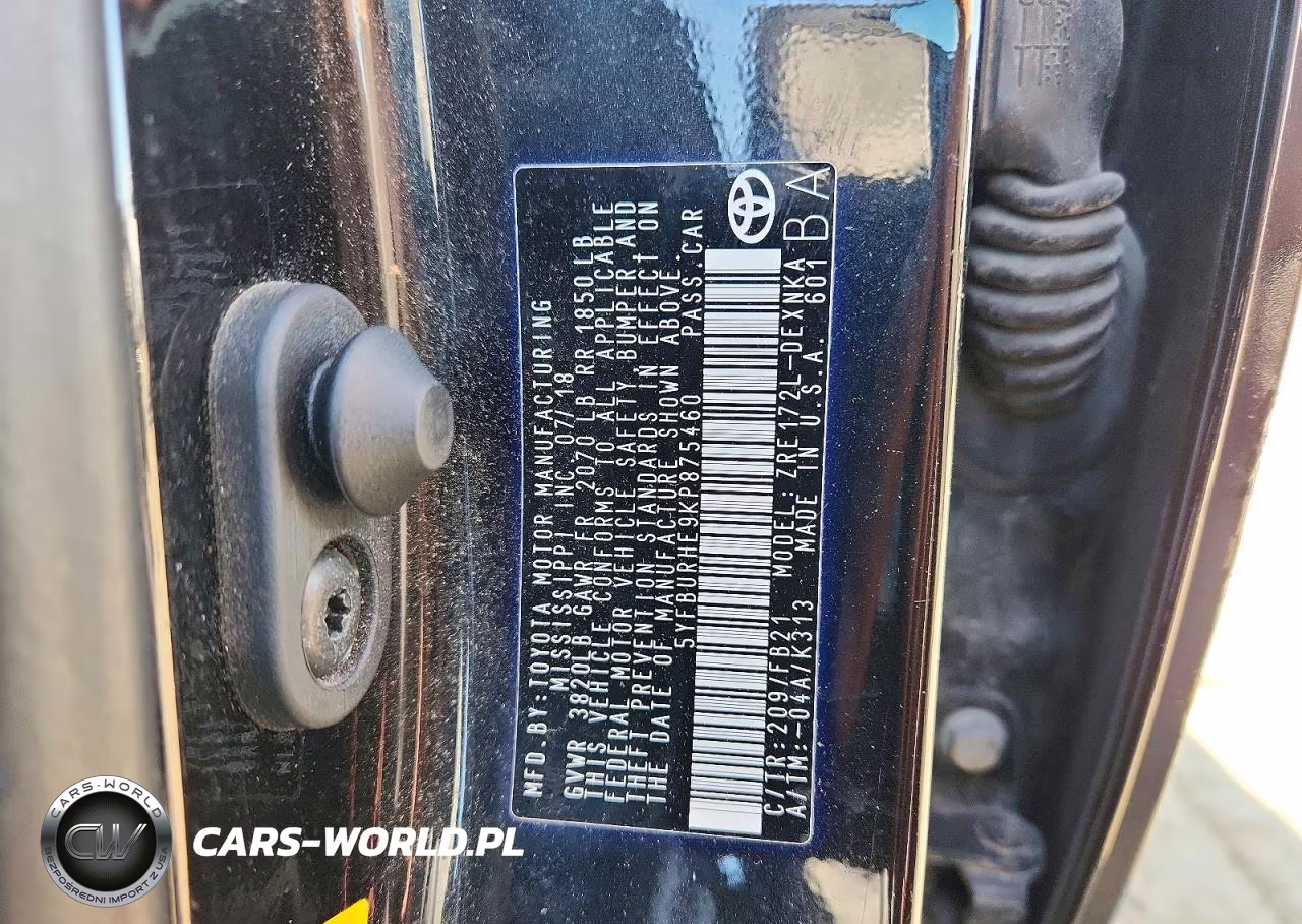 2019 Toyota Corolla Le VIN:5YFBURHE9KP875460 - 12