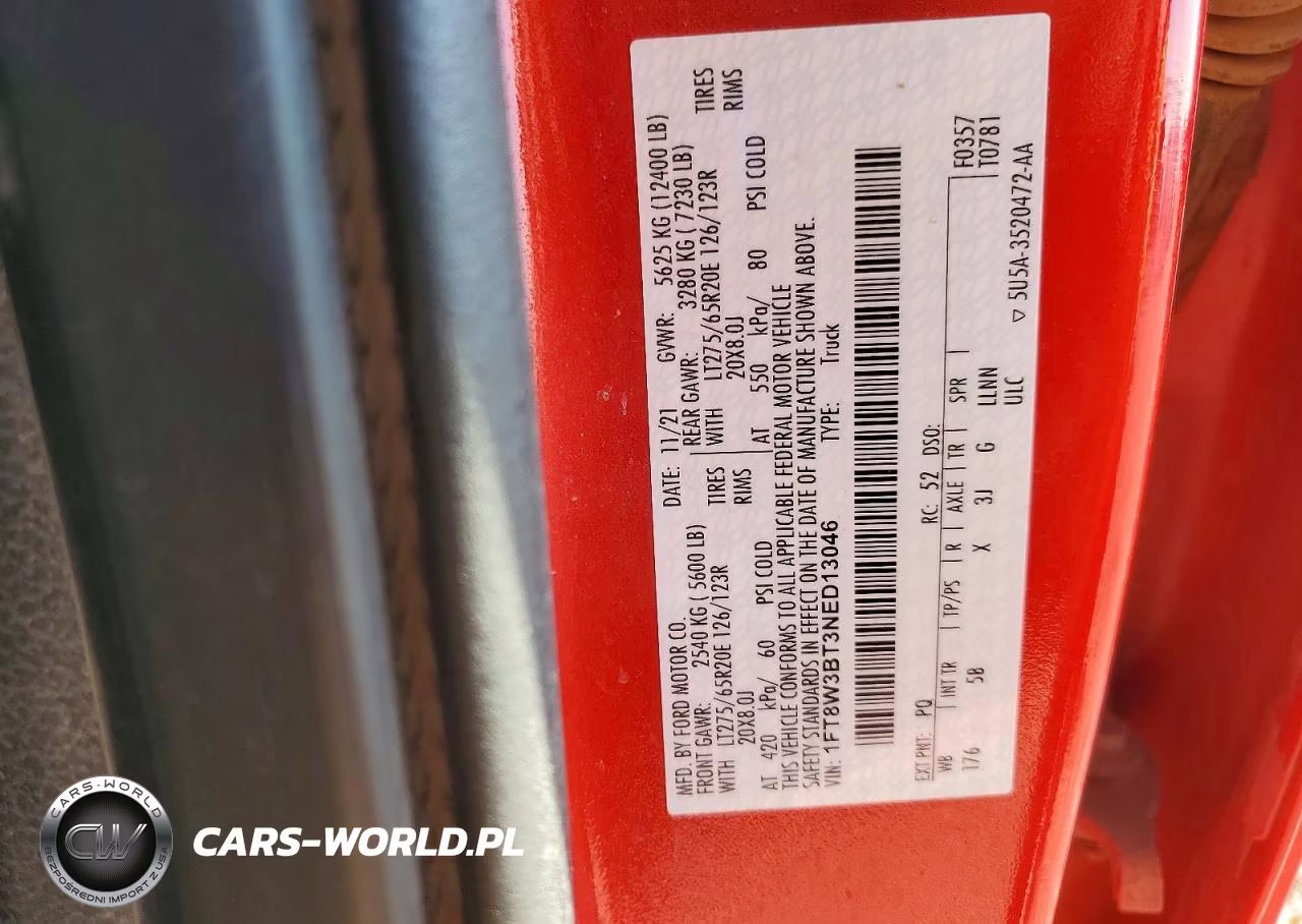 2022 Ford F350 Super Duty VIN:1FT8W3BT3NED13046 - 12