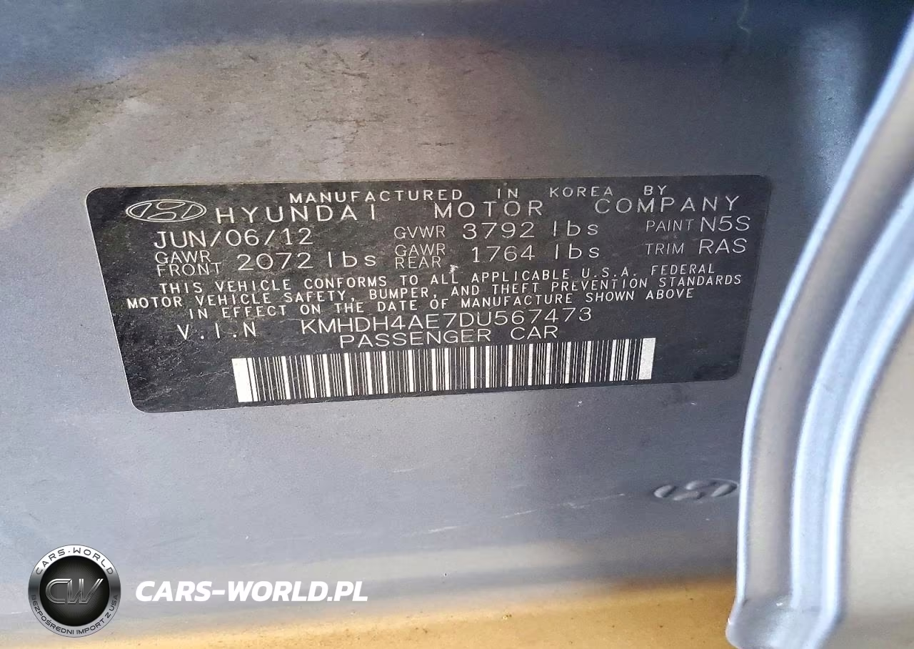2013 Hyundai Elantra Gls VIN:KMHDH4AE7DU567473 - 12