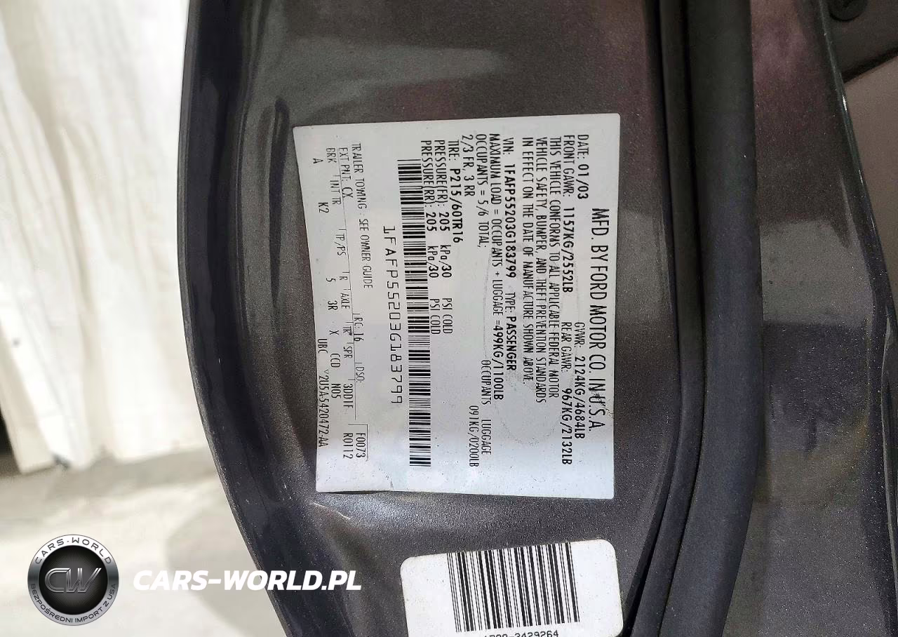 2003 Ford Taurus Ses VIN:1FAFP55203G183799 - 12
