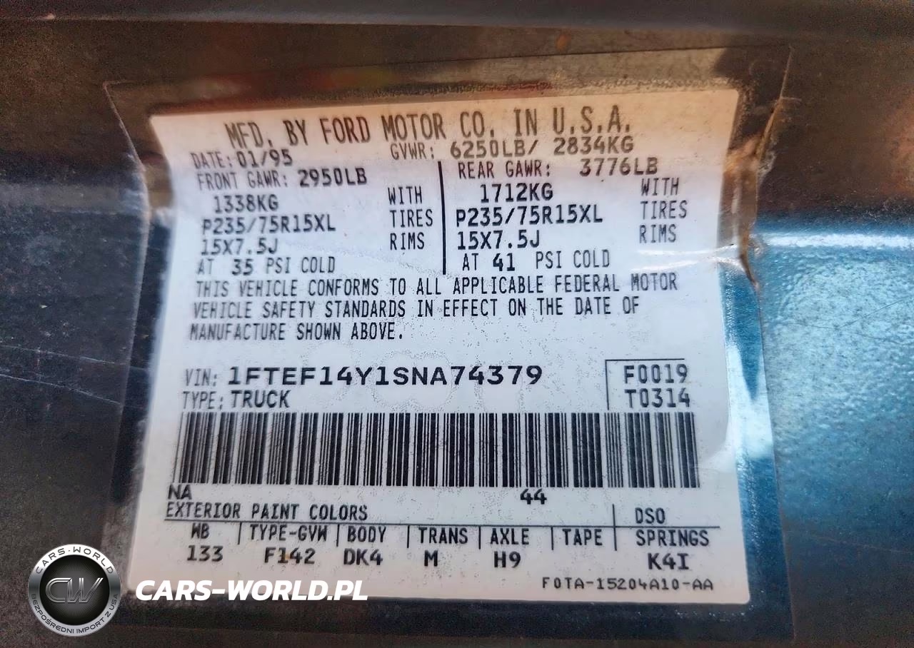1995 Ford F150 VIN:1FTEF14Y1SNA74379 - 13