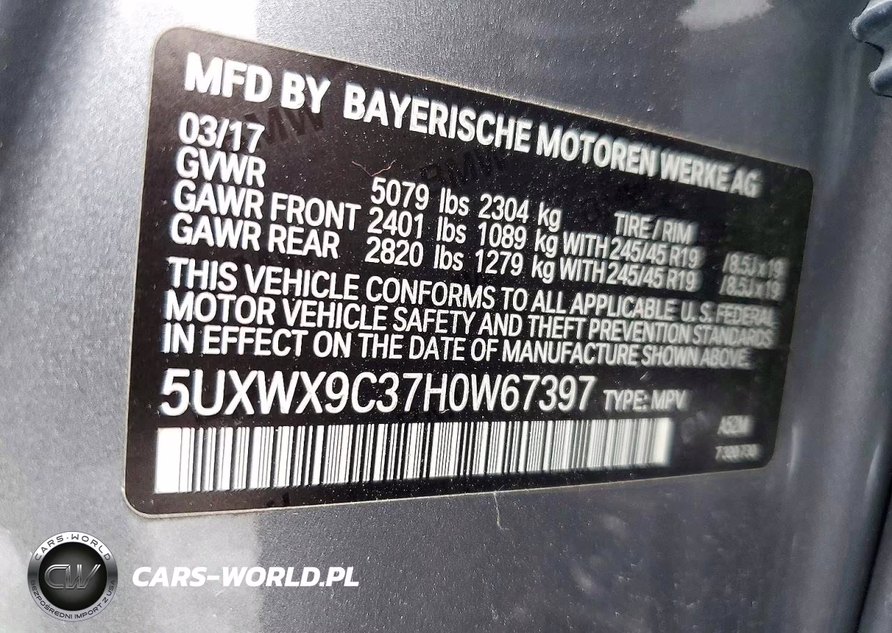 2017 BMW X3 xDrive28I VIN:5UXWX9C37H0W67397 - 14