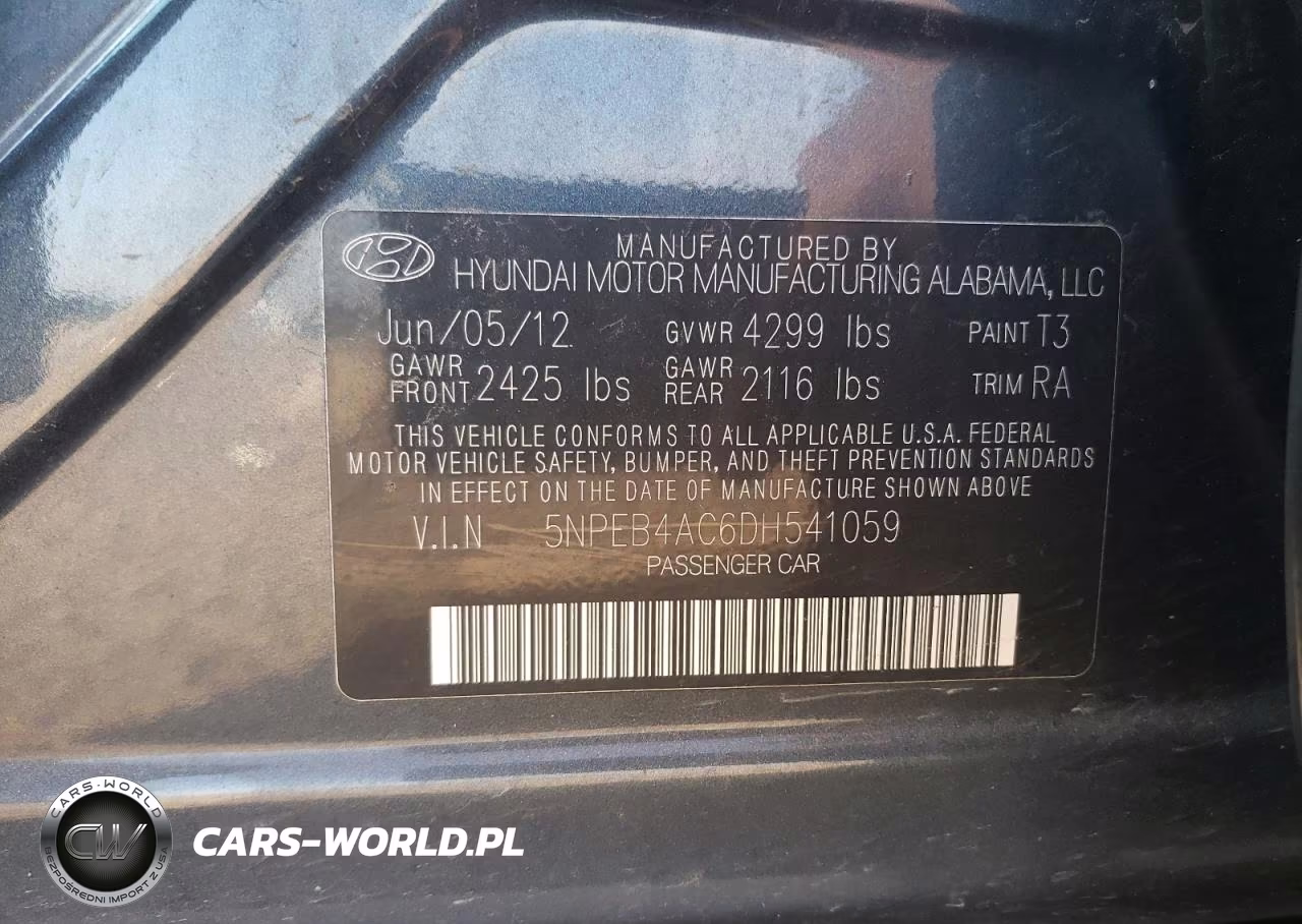 2013 Hyundai Sonata Gls VIN:5NPEB4AC6DH541059 - 13