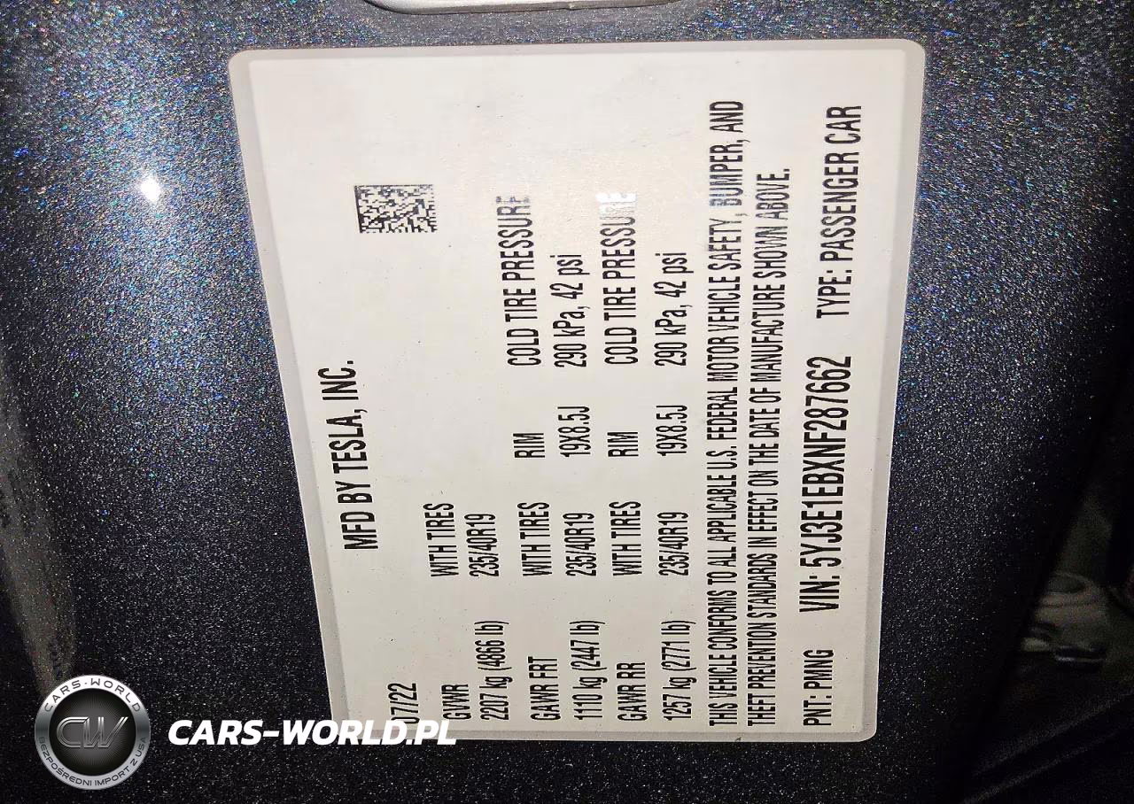 2022 Tesla Model 3 VIN:5YJ3E1EBXNF287662 - 12