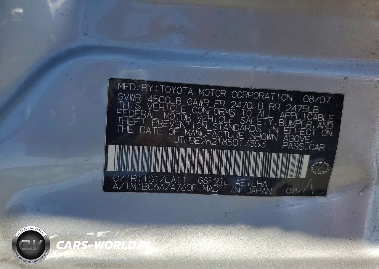 2008 Lexus Is 350 VIN:JTHBE262185017353 - 12