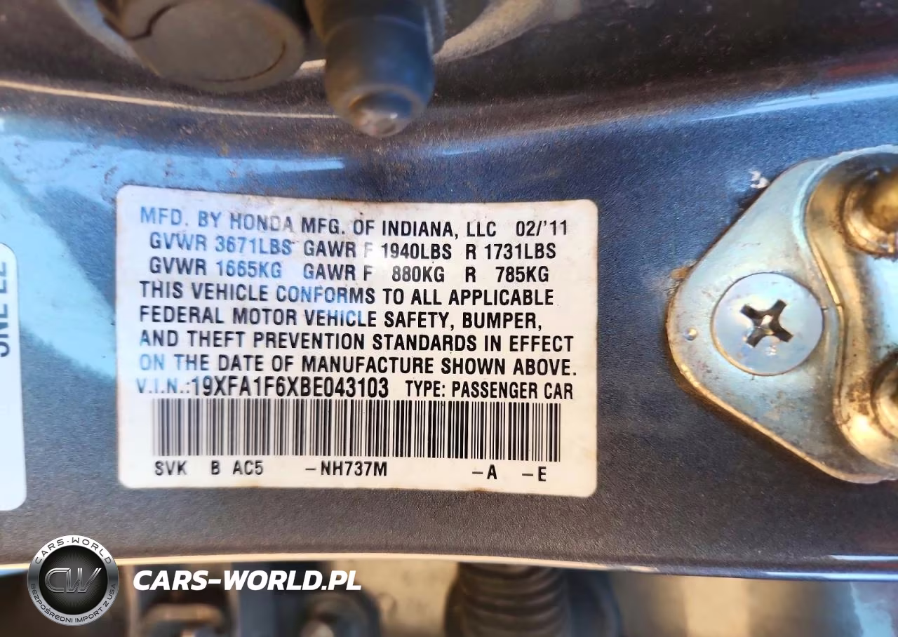 2011 Honda Civic Lx-S VIN:19XFA1F6XBE043103 - 12