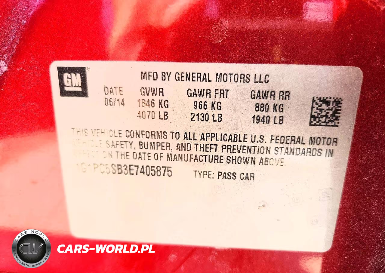 2014 Chevrolet Cruze Lt VIN:1G1PC5SB3E7405875 - 12
