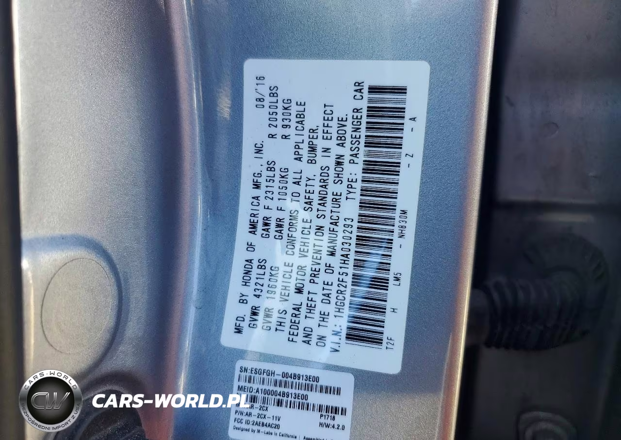 2017 Honda Accord Sport VIN:1HGCR2F51HA030293 - 12