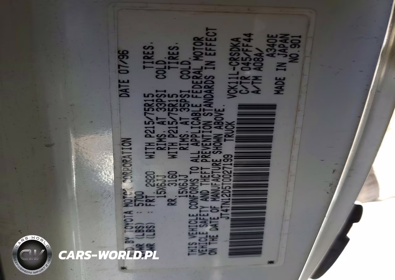 1996 Toyota T100 Dx VIN:JT4TN12D5T0027199 - 12