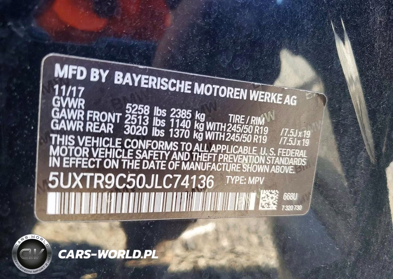 2018 BMW X3 xDrive30I VIN:5UXTR9C50JLC74136 - 13