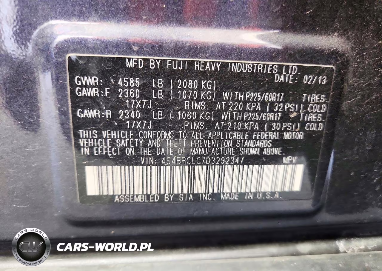 2013 Subaru Outback 2.5I Limited VIN:4S4BRCLC7D3292347 - 13