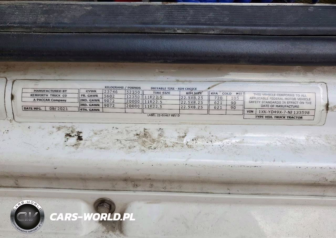 2022 Kenworth T680 Semi Truck VIN:1XKYD49X7NJ133598 - 11