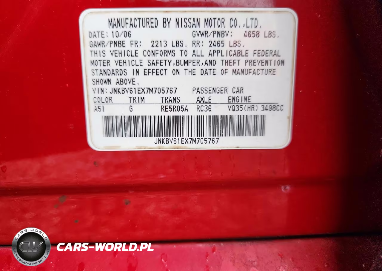 2007 Infiniti G35 Base VIN:JNKBV61EX7M705767 - 12