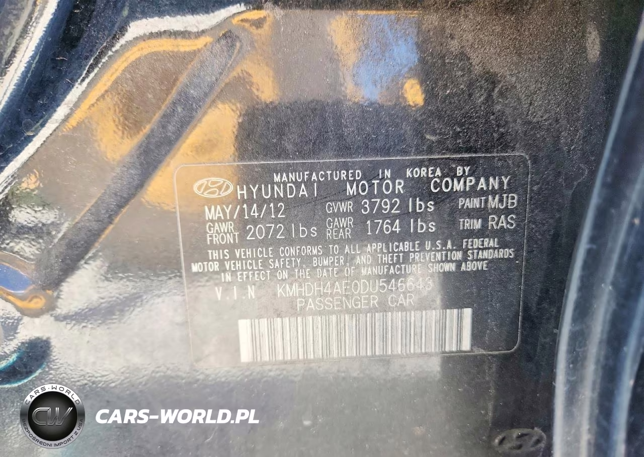 2013 Hyundai Elantra Gls VIN:KMHDH4AE0DU546643 - 12