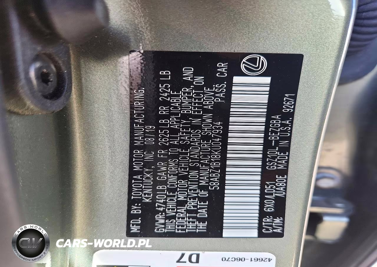 2019 Lexus Es 350 VIN:58ABZ1B18KU047934 - 12