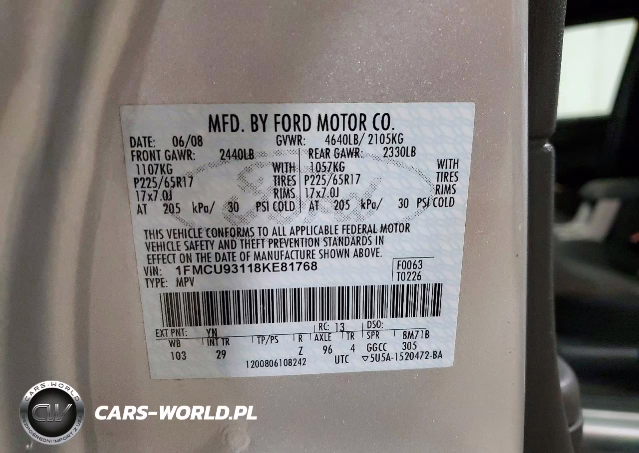 2008 Ford Escape Xlt VIN:1FMCU93118KE81768 - 14