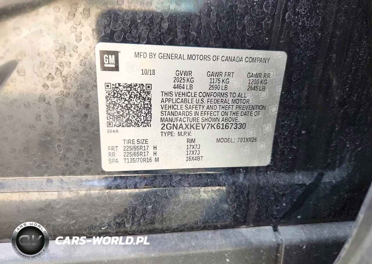 2019 Chevrolet Equinox Lt VIN:2GNAXKEV7K6167330 - 13