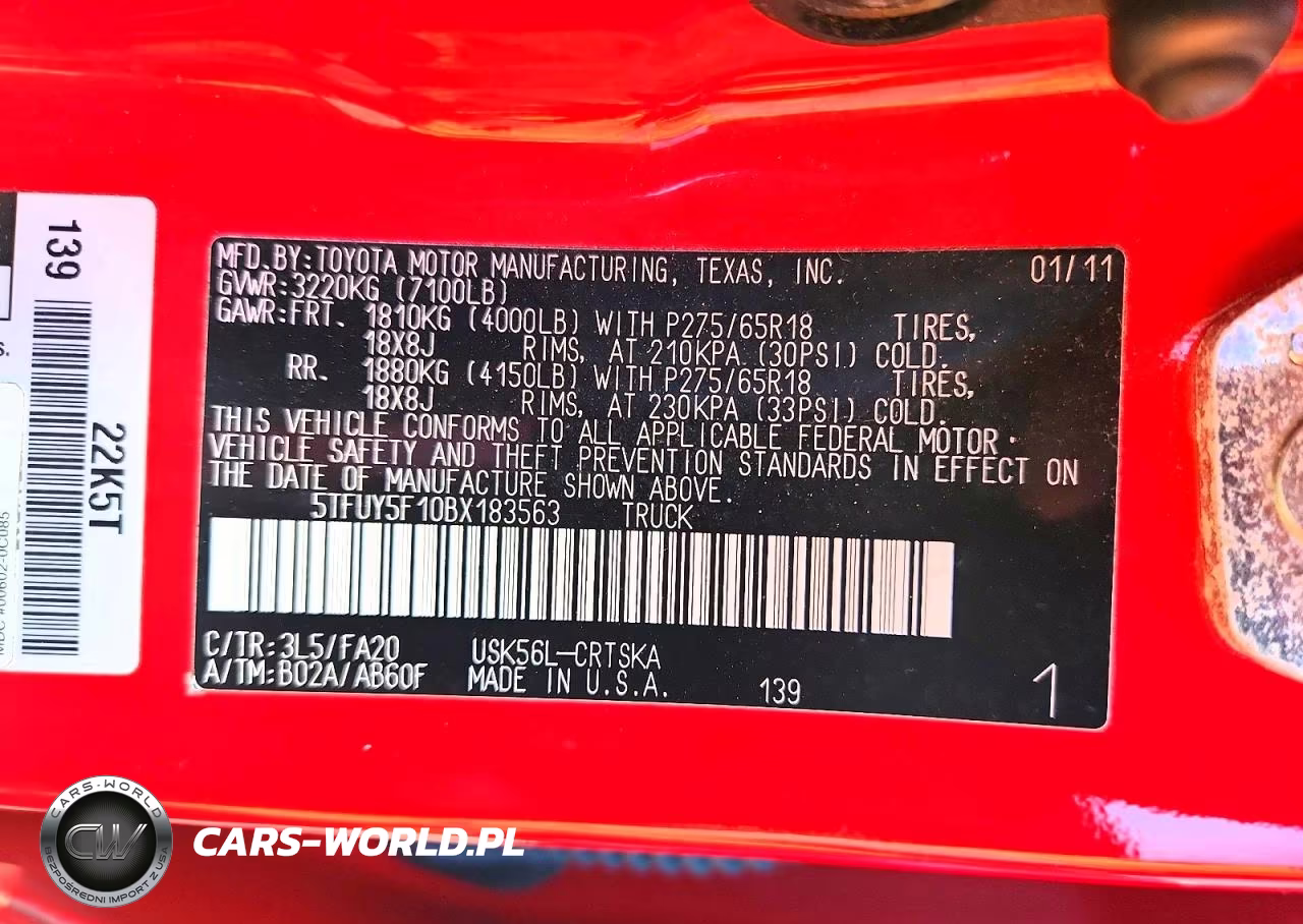 2011 Toyota Tundra Double Cab Sr5 VIN:5TFUY5F10BX183563 - 12
