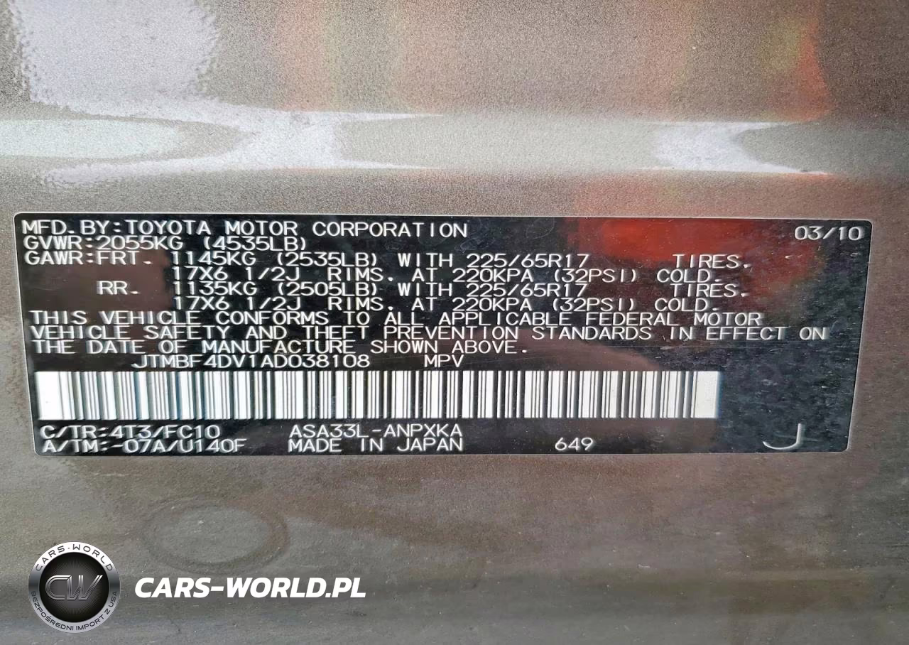 2010 Toyota Rav4 Base VIN:JTMBF4DV1AD038108 - 13