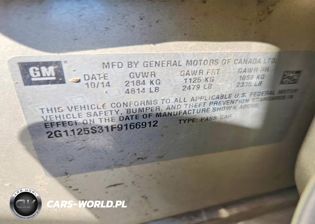 2015 Chevrolet Impala Lt VIN:2G1125S31F9166912 - 12