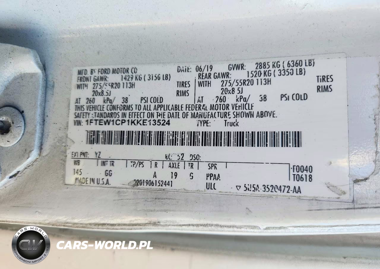 2019 Ford F150 Supercrew VIN:1FTEW1CP1KKE13524 - 12