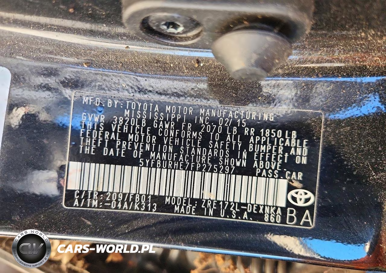 2015 Toyota Corolla Le Plus VIN:5YFBURHE7FP275297 - 13