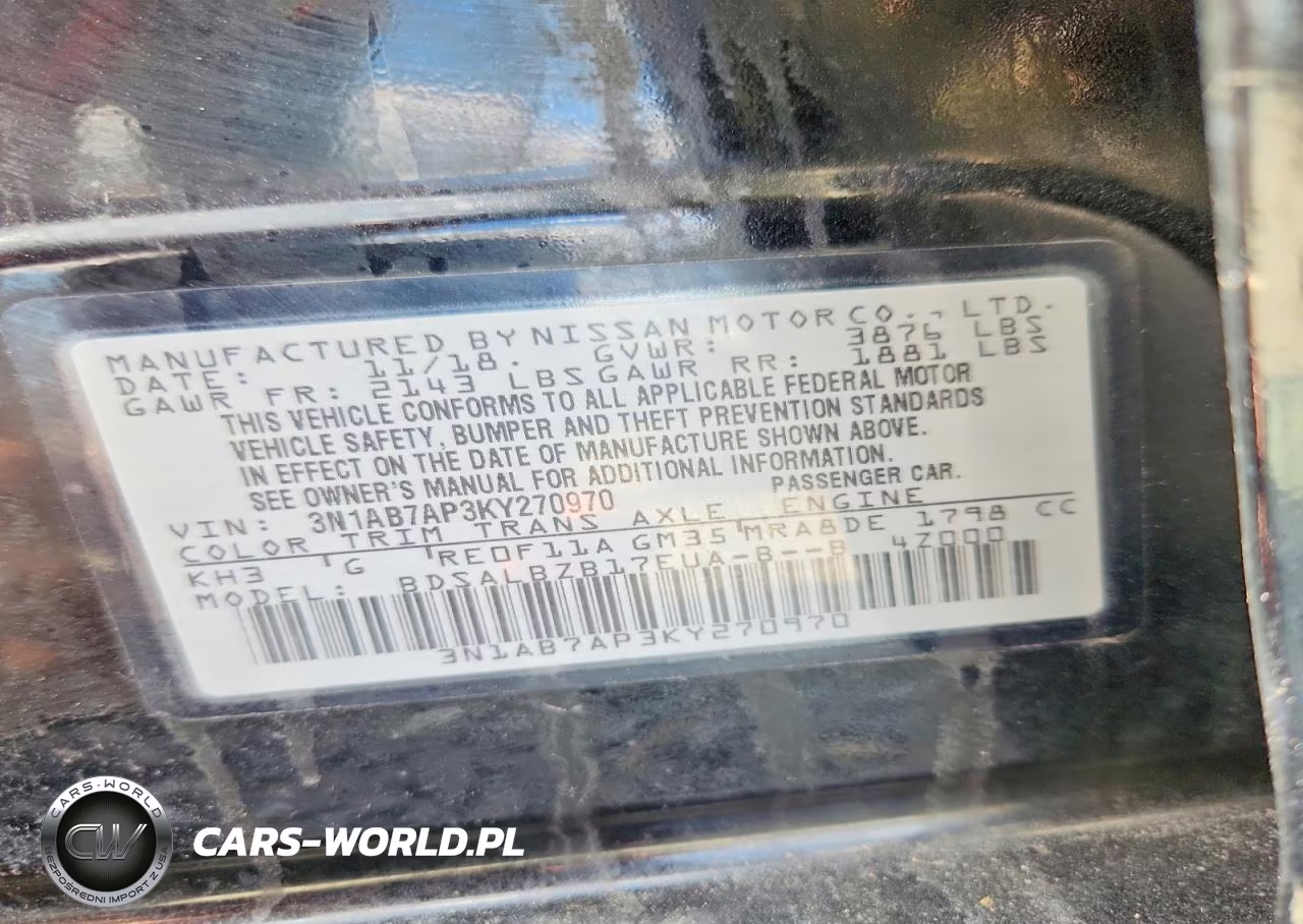 2019 Nissan Sentra S VIN:3N1AB7AP3KY270970 - 13
