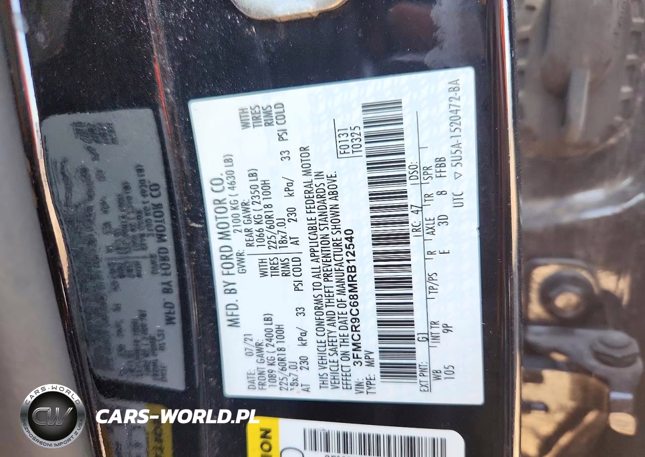 2021 Ford Bronco Sport Outer Banks VIN:3FMCR9C68MRB12540 - 12