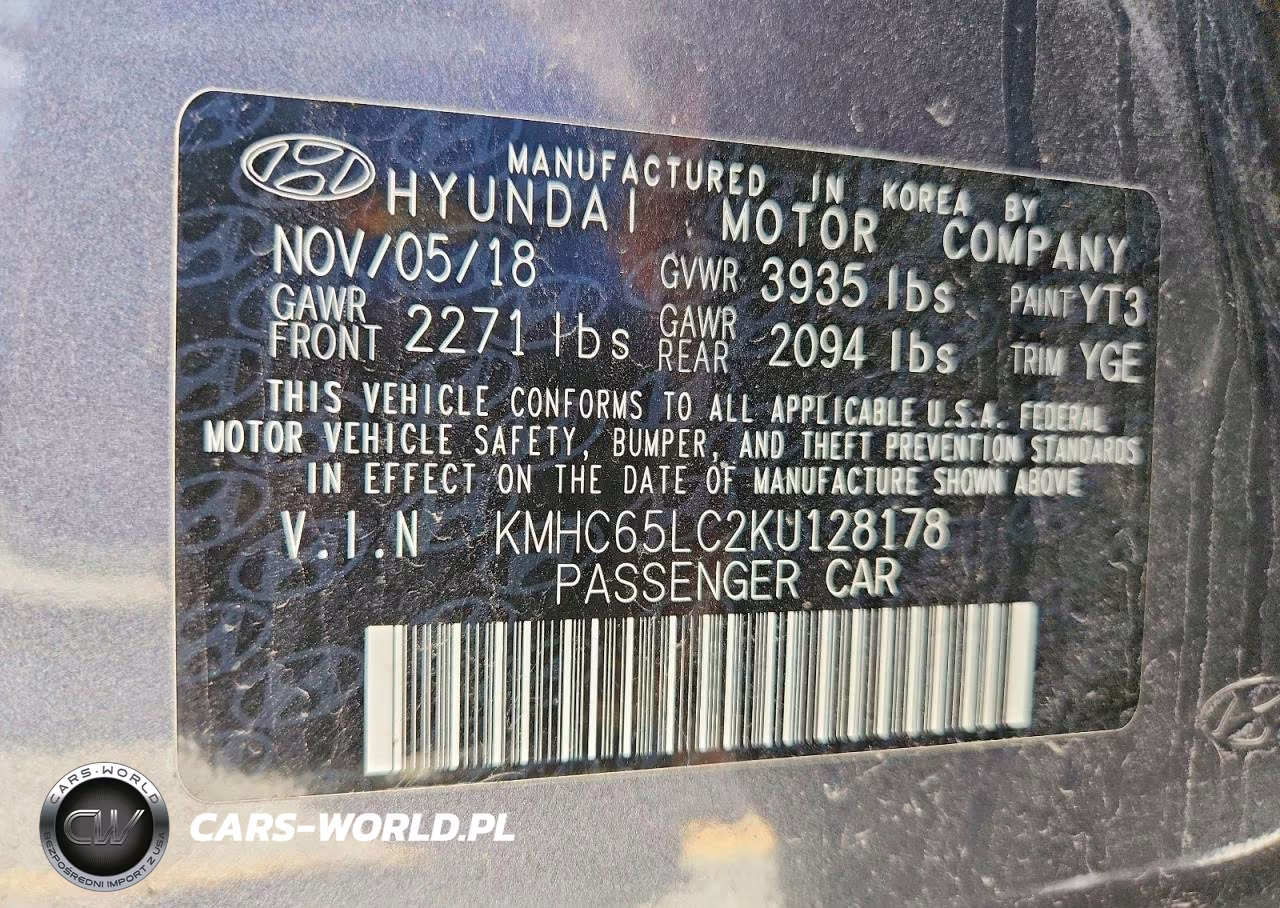 2019 Hyundai Ioniq Blue VIN:KMHC65LC2KU128178 - 13