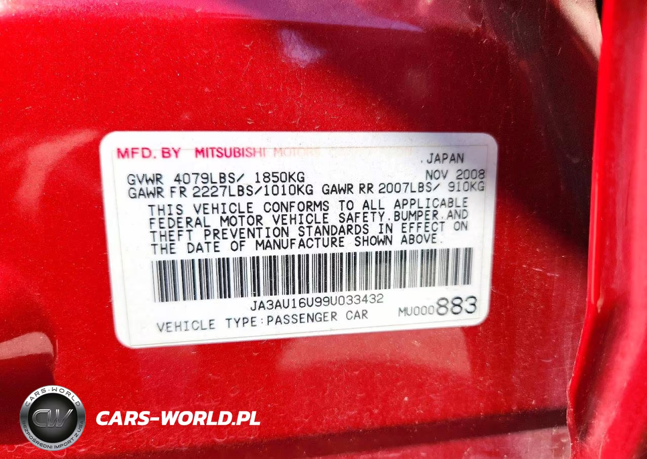 2009 Mitsubishi Lancer De VIN:JA3AU16U99U033432 - 13