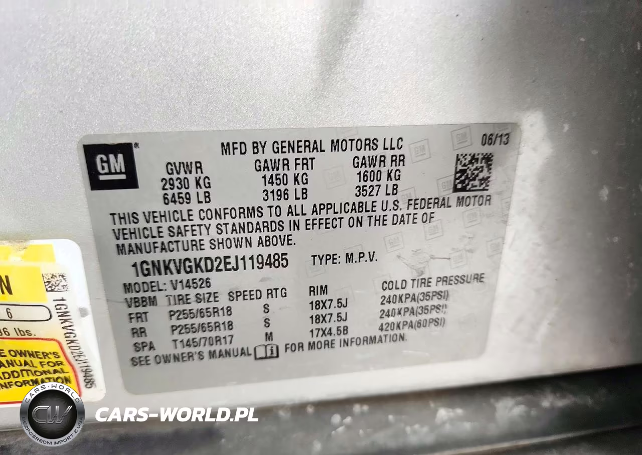 2014 Chevrolet Traverse Lt VIN:1GNKVGKD2EJ119485 - 13