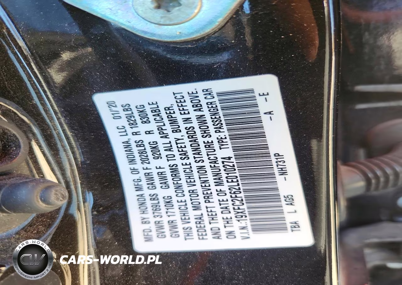 2020 Honda Civic Lx VIN:19XFC2F62LE010274 - 13