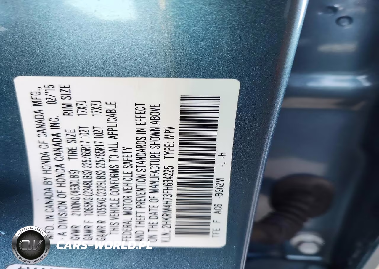 2015 Honda Cr-V Exl VIN:2HKRM4H73FH634225 - 13