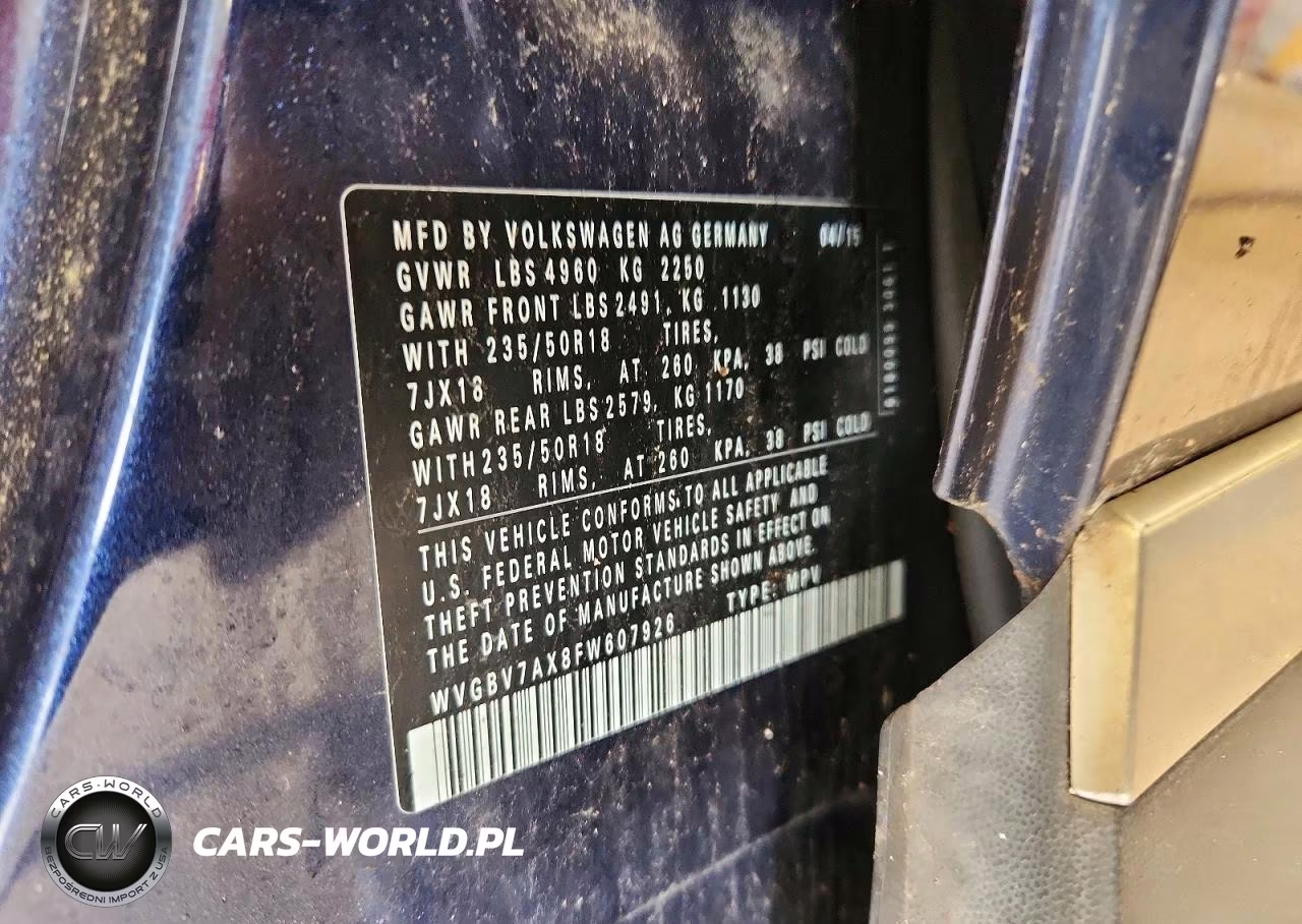 2015 Volkswagen Tiguan S VIN:WVGBV7AX8FW607926 - 13