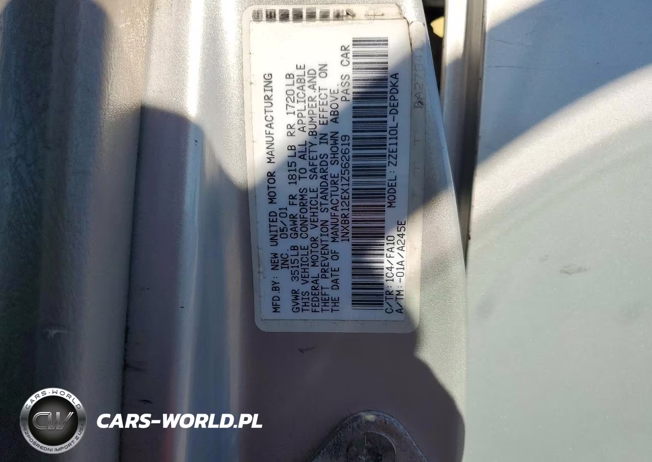 2001 Toyota Corolla Le VIN:1NXBR12EX1Z562619 - 12