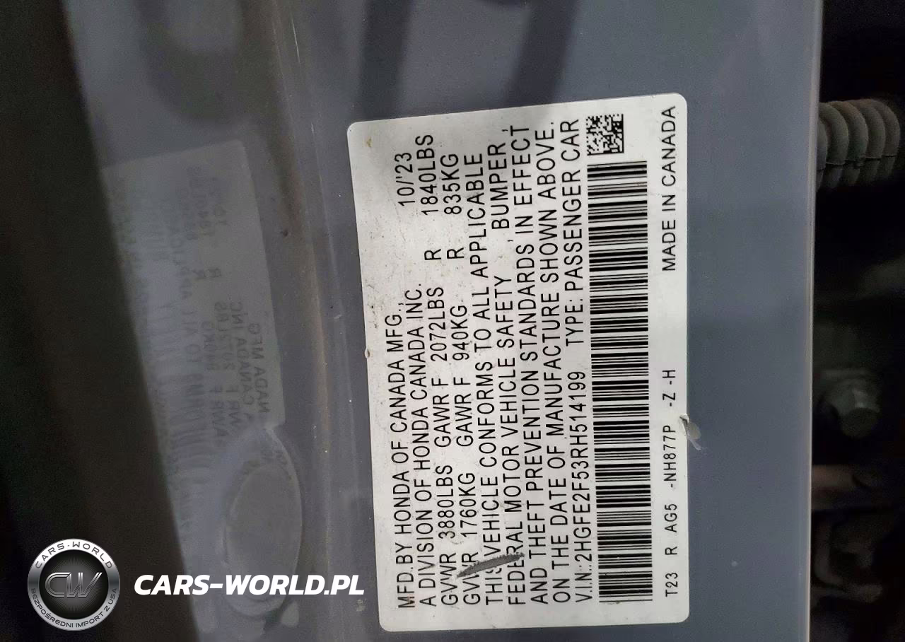 2024 Honda Civic Sport VIN:2HGFE2F53RH514199 - 12