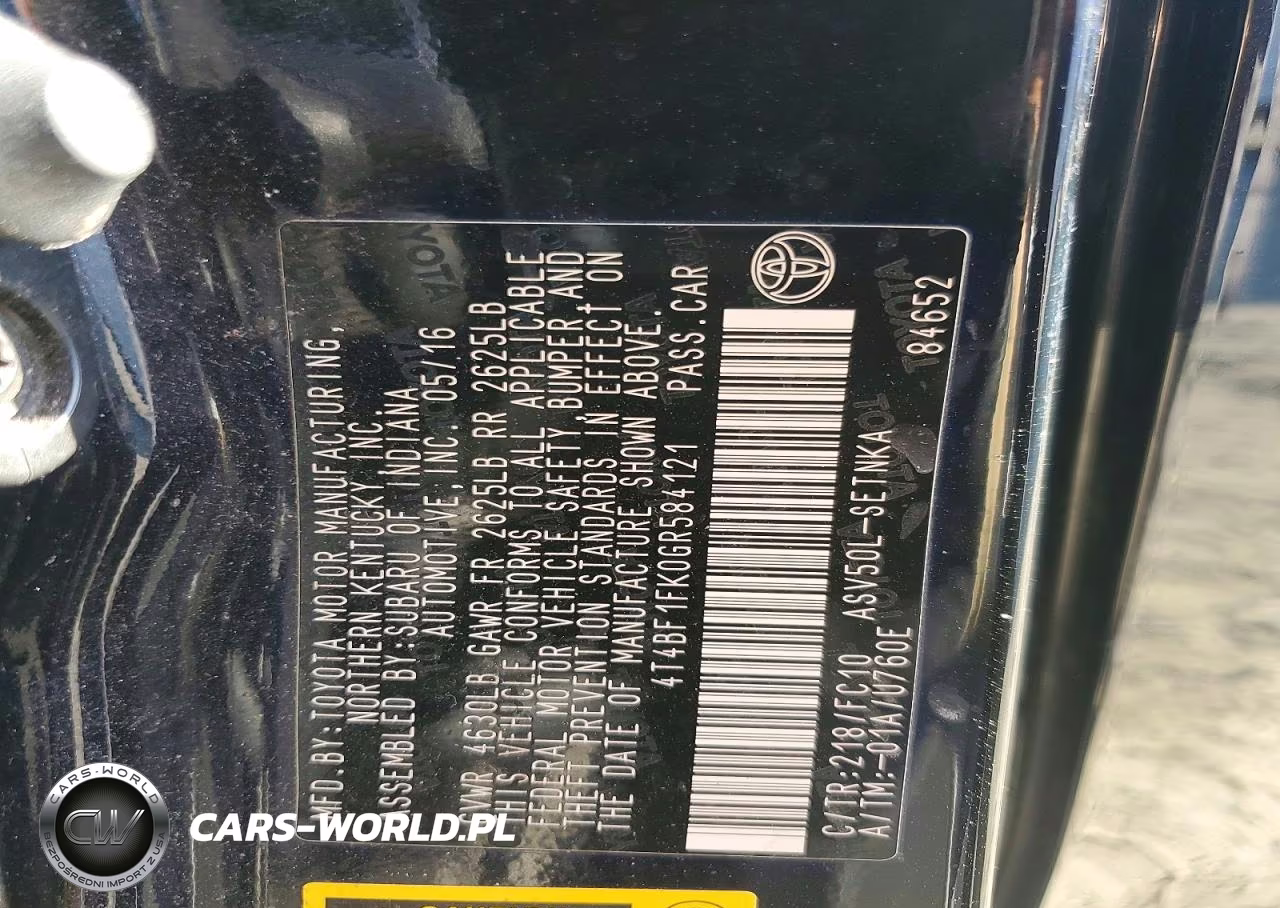 2016 Toyota Camry Le VIN:4T4BF1FK0GR584121 - 13