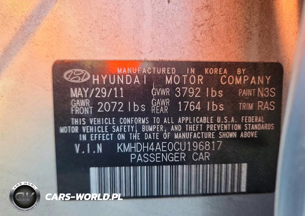 2012 Hyundai Elantra Limited VIN:KMHDH4AE0CU196817 - 13